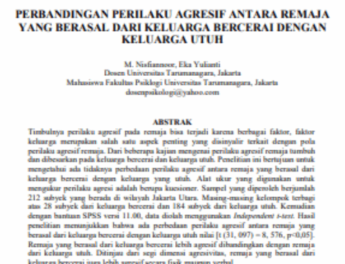 Perbandingan Perilaku Agresif antara Remaja yang Berasal dari Keluarga Bercerai dengan Keluarga Utuh